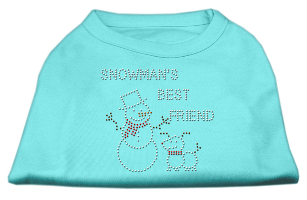 Snowman's Best Friend Rhinestone Shirt Aqua S